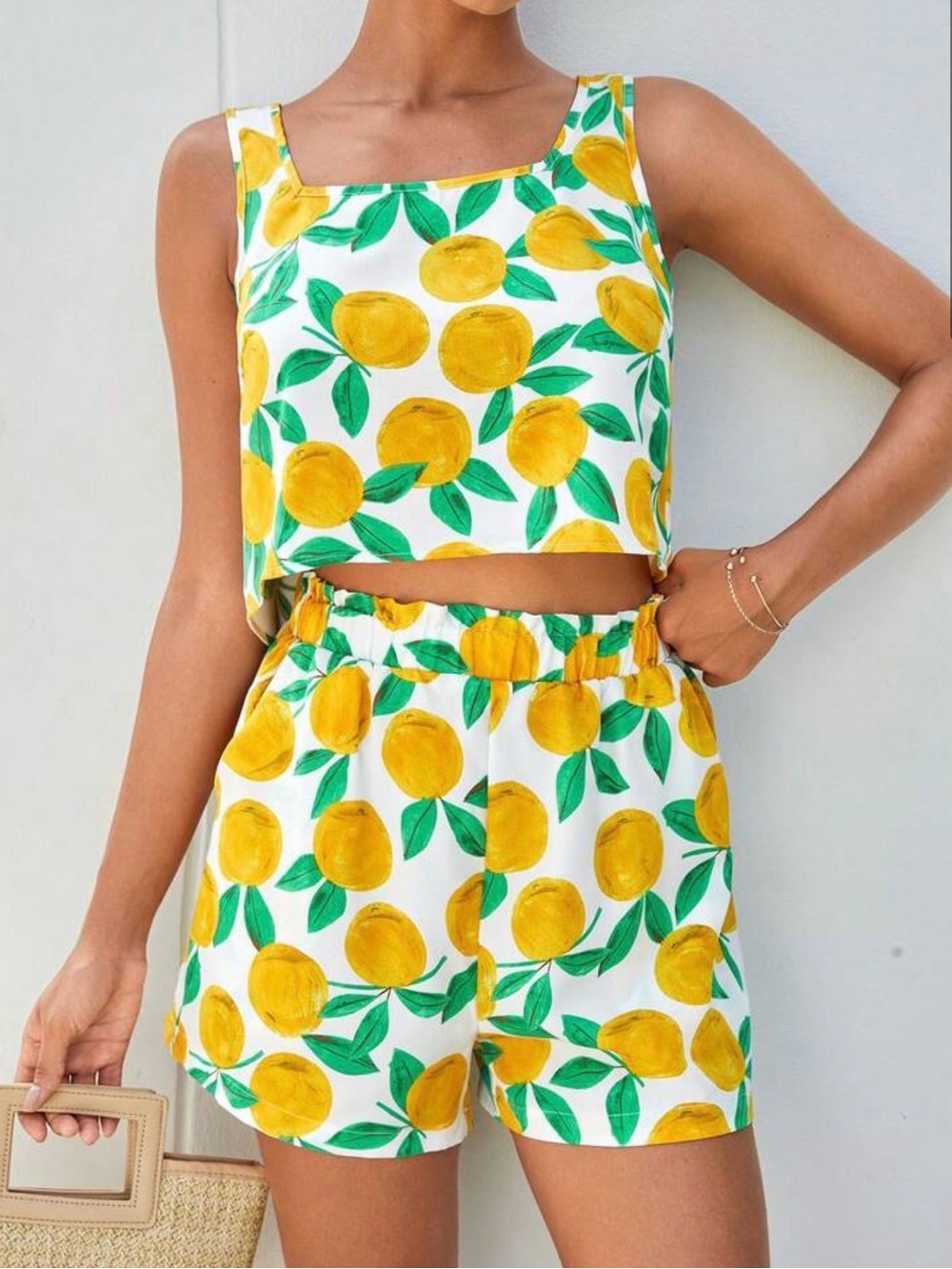 Lemon Print Cropped Tank & Shorts Set NWT!!